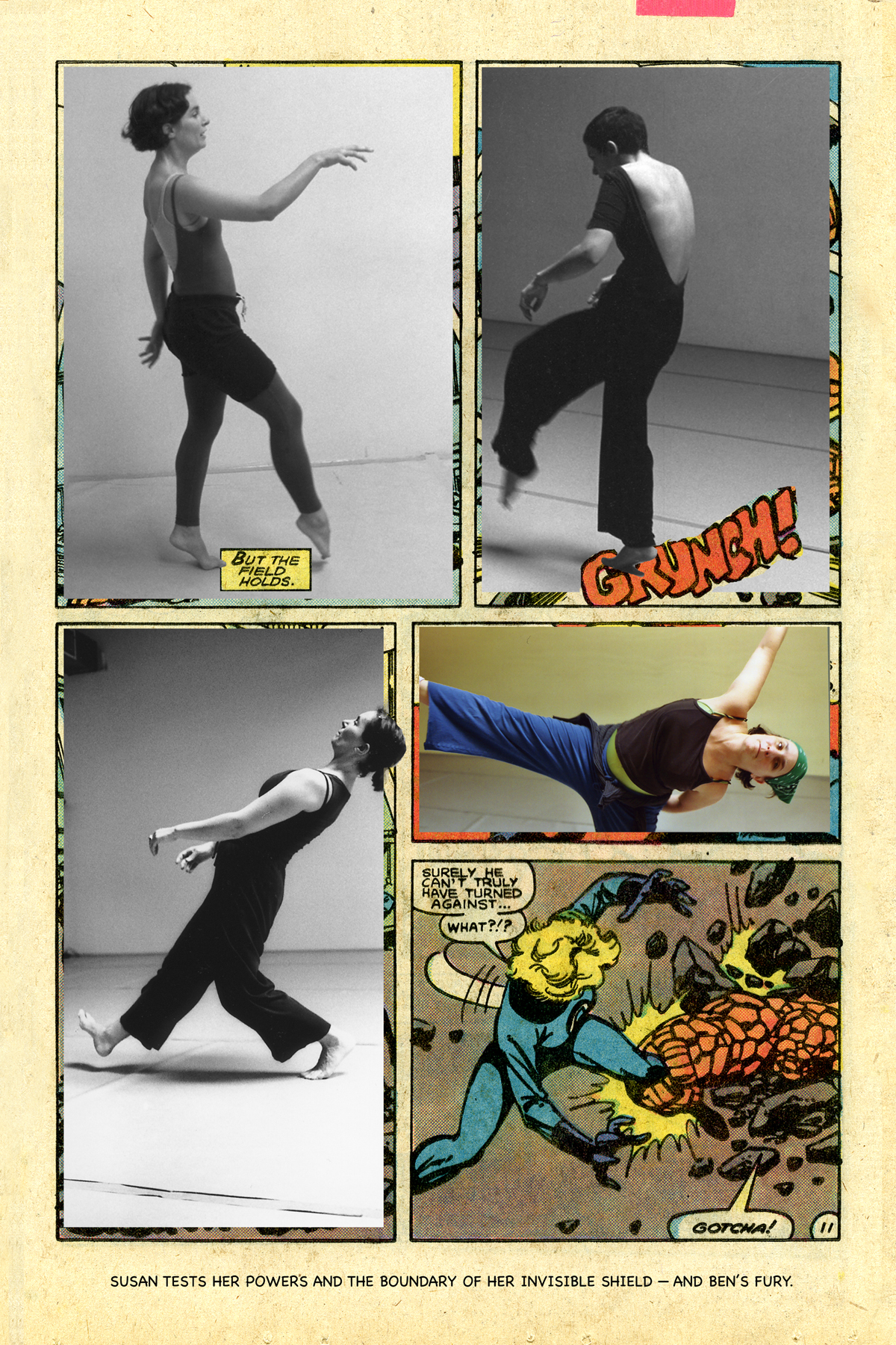 A page from a comic book that has a dancer dancing