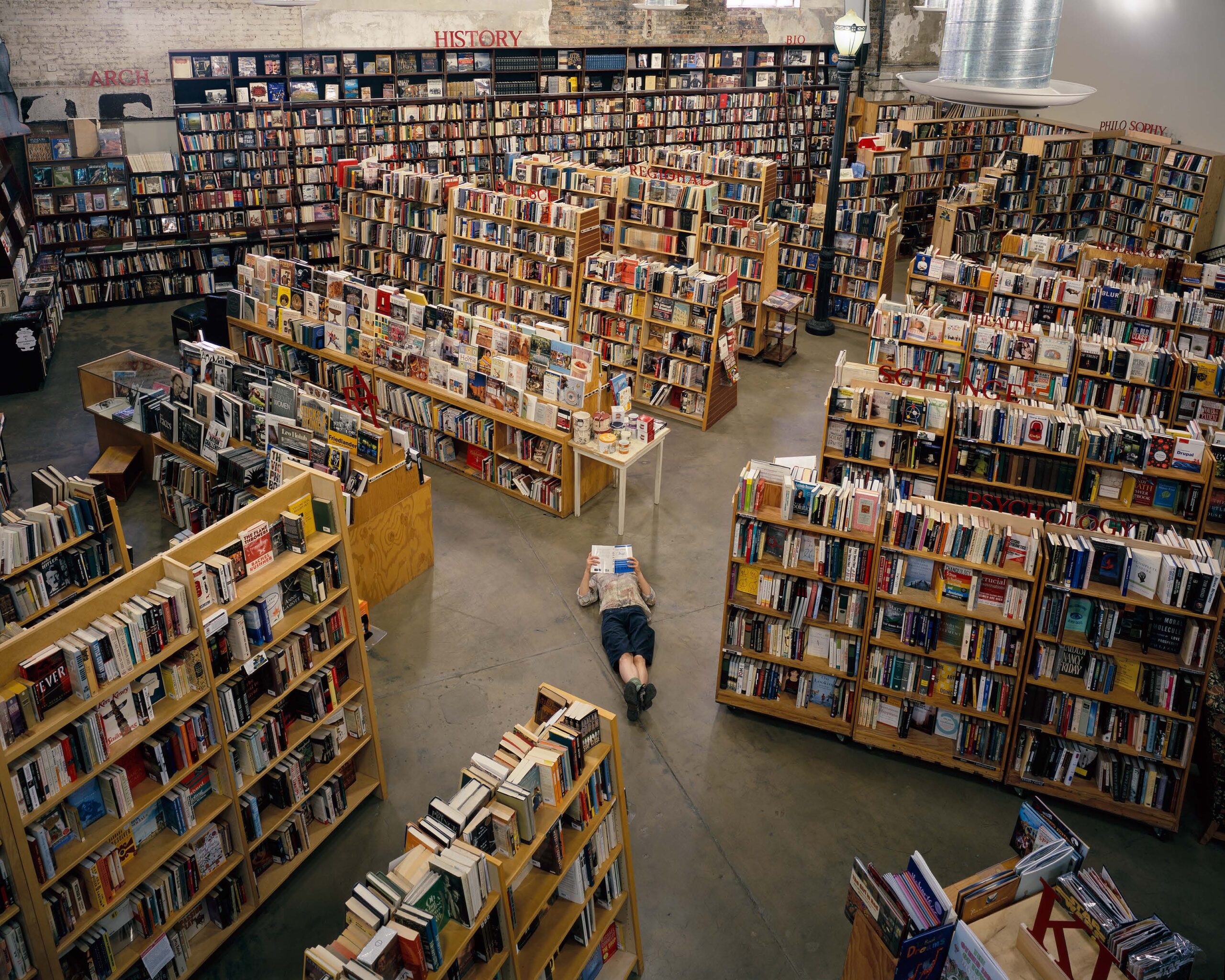Bookstore filled with book shelves.