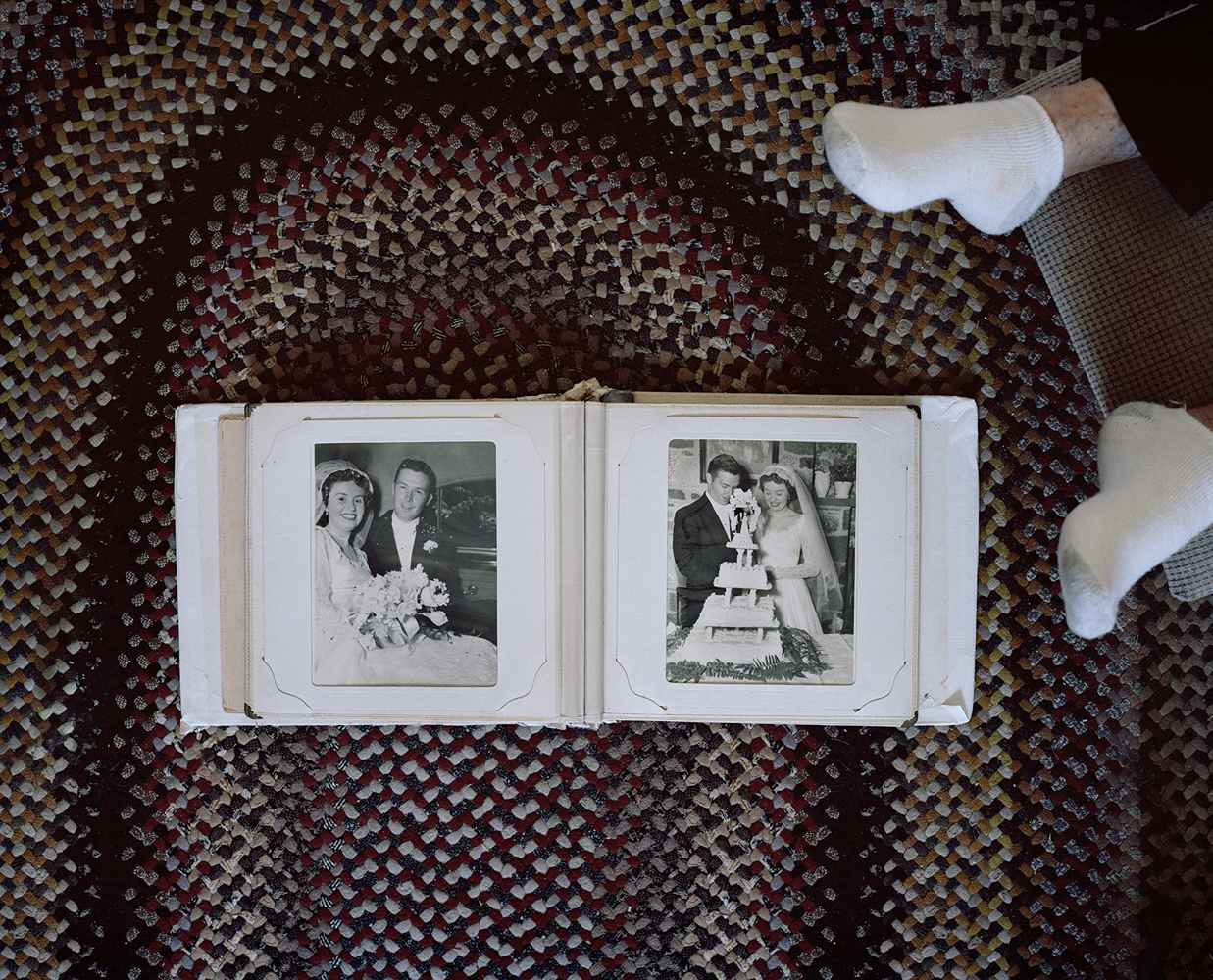 Wedding pictures on a rug