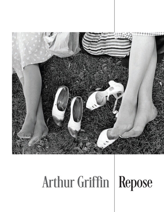 The cover of Arthur Griffin's catalog called Repose. Two women have there shoes off.
