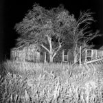 Abandoned house at night