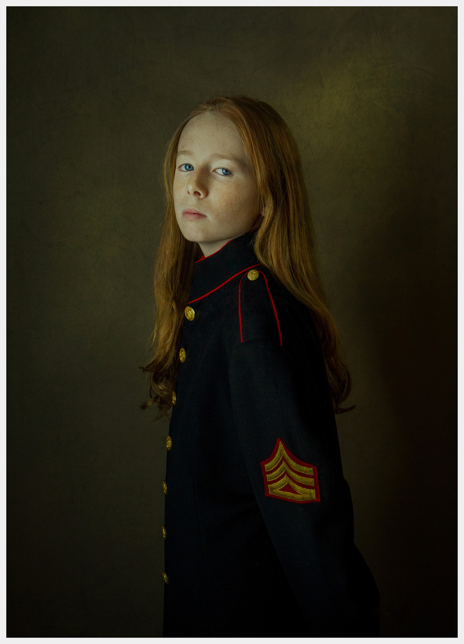 Girl dressed in Marine uniform