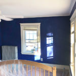 blue walls lit room