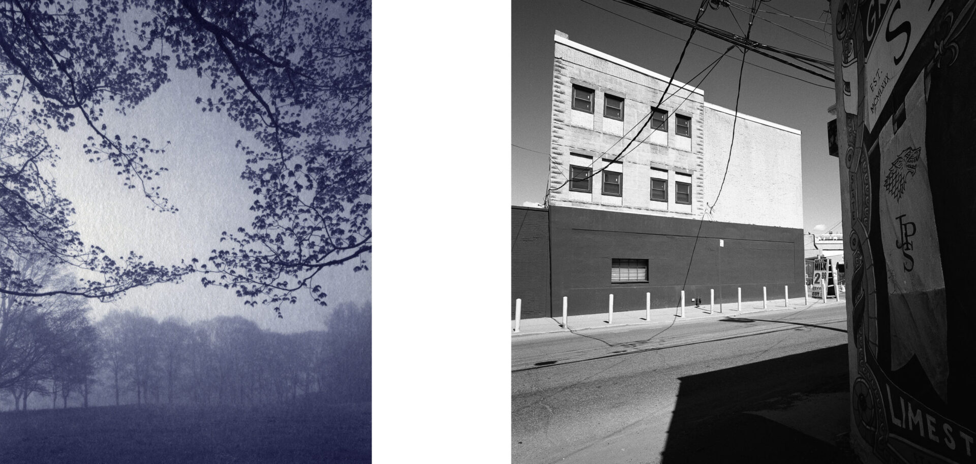 Cyanotype landscape and urban landscape