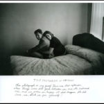 Man and woman on a bed with words underneath their picture