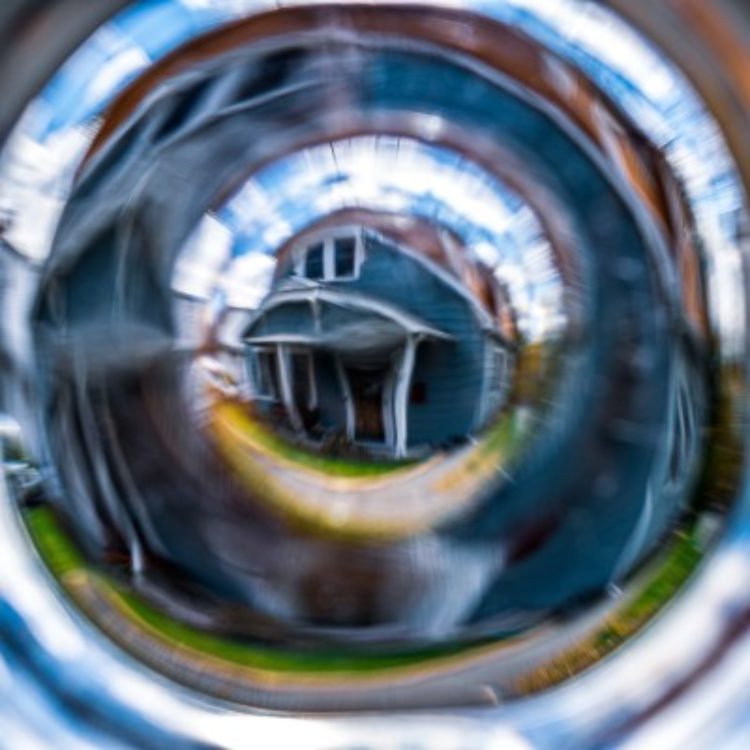 House through distorted lens