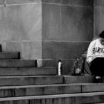 person on steps