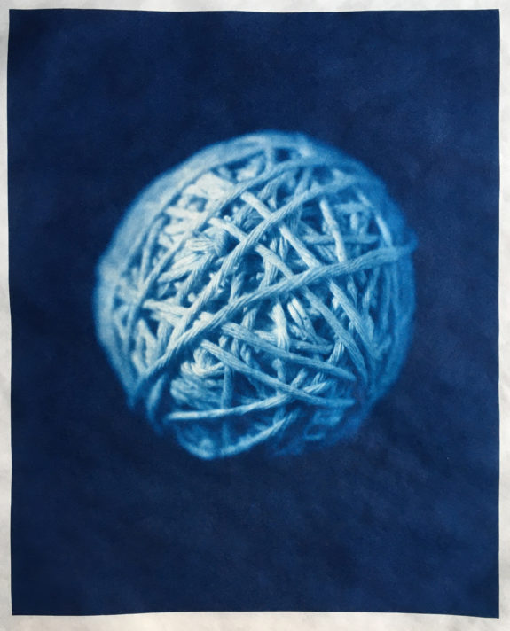 cyanotype ball of string