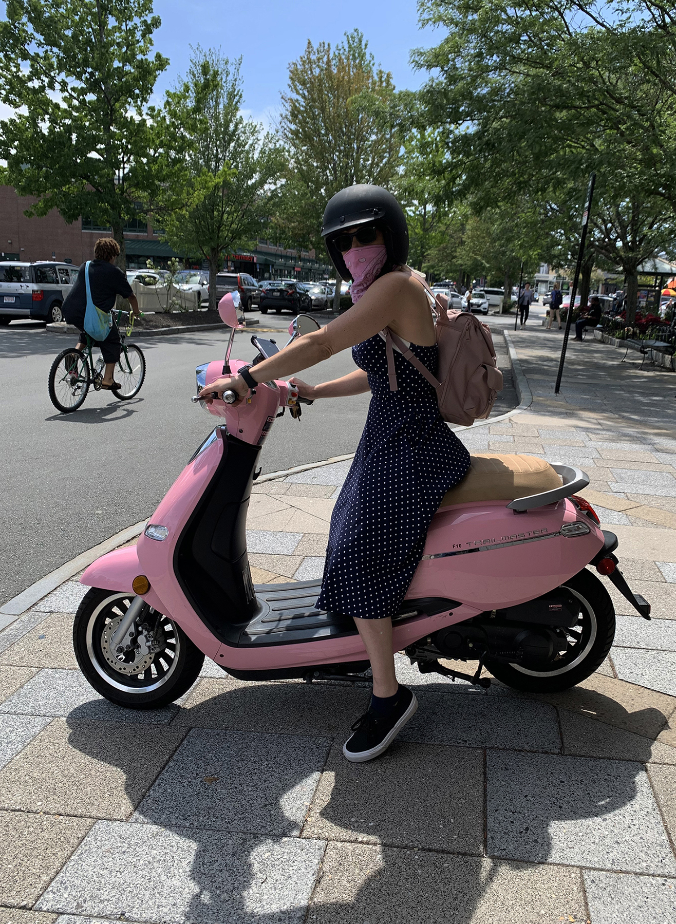 woman on scooter