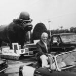 man in car w bull