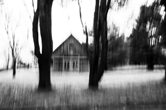 blurred cabin