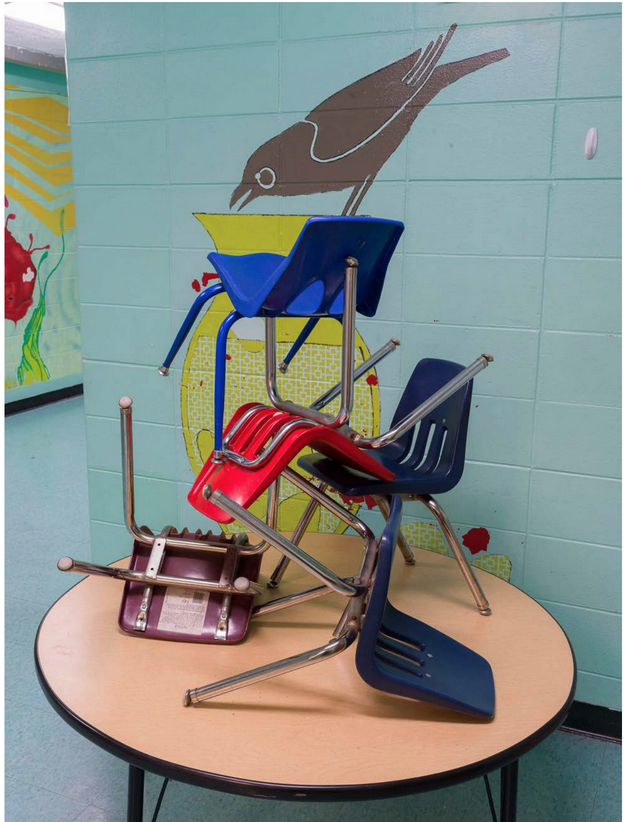 chairs on a a table with bird